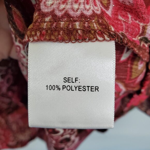 Rose + Olive Boho Floral Babydoll Dress Burgundy Red Pink Long Sleeve Size S NWT - Picture 12 of 15